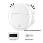 White robotic sweeper top view shown with built in battery, a mop cotton pad and USB cable
