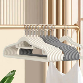 Flocked Clothes Hangers with Pants Hanger and Adult Hanger Options