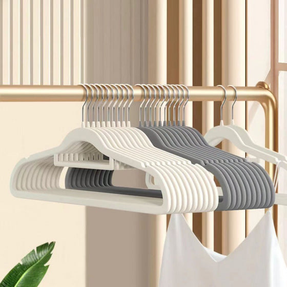 Flocked Clothes Hangers with Pants Hanger and Adult Hanger Options
