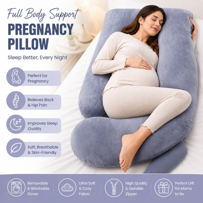 J-shaped pregnant woman pillow support