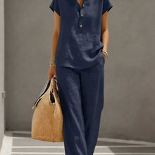 Short-Sleeve Top and Wide-Leg Pants Set