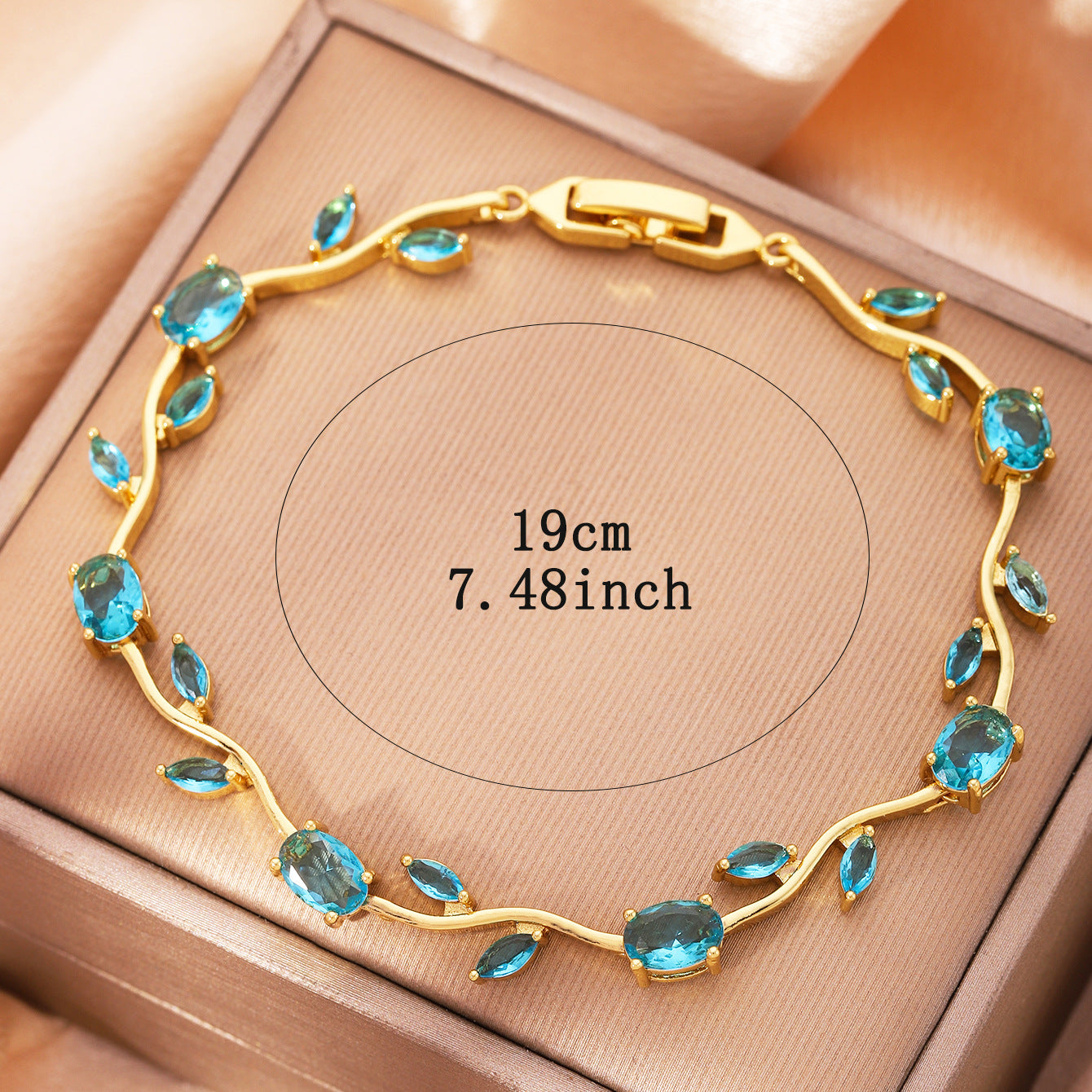 Zircon Gold Plated Leaf Design Bracelet | in context home setting