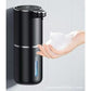Black automatic soap dispenser on a tiled wall with a hand under the spout receiving foam, a black version not in the options