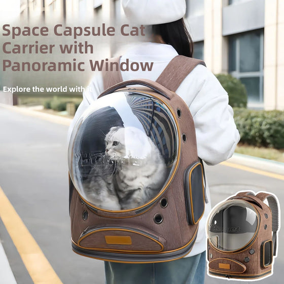 Space Capsule Cat Carrier Backpack with Large Clear Dome