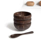 Coconut Shell Bowl with Wood Utensils | macro material texture detail