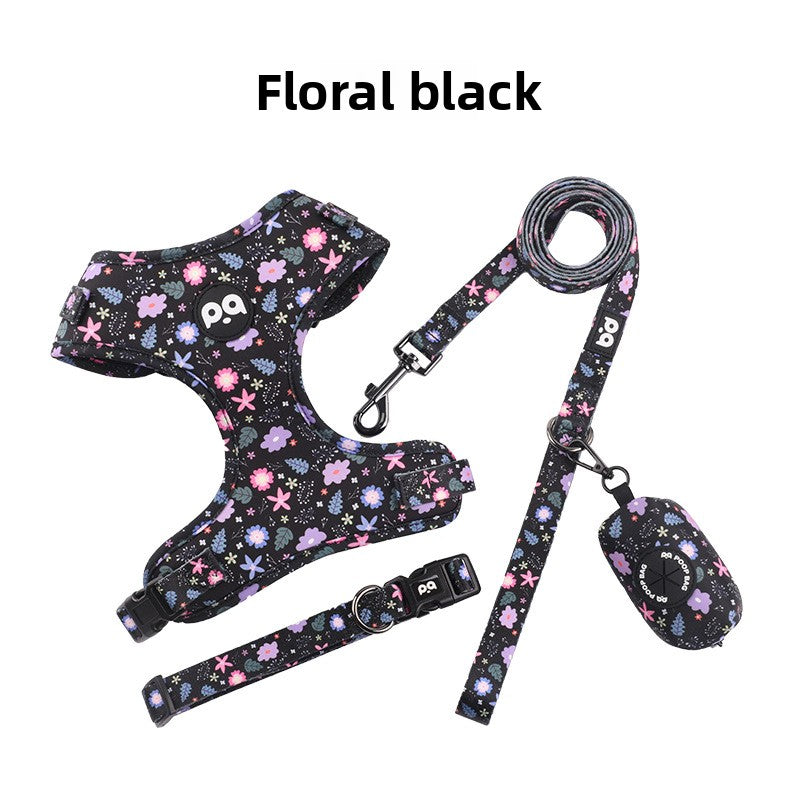 Clip on waste bag pouch that carries rolled bags on the leash from the dog walking set