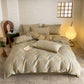 Brushed cotton bedding set side angle showing folded duvet cover