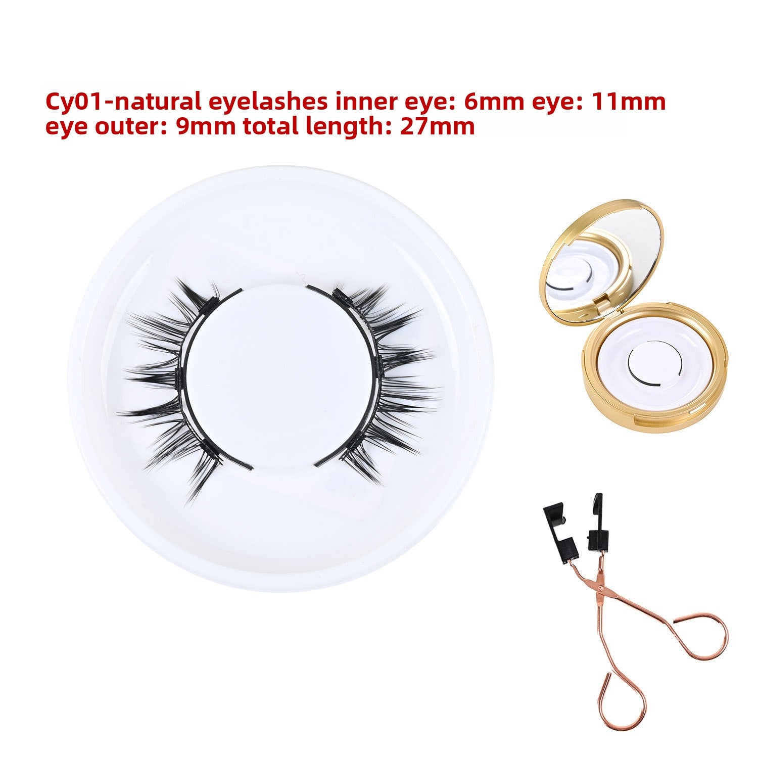 Detail of the wispy tapered fibers and flexible band of the magnetic false lashes