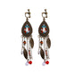 Boho vintage clip-on drop earrings with fringe and bead accents, zinc alloy build, studio image on white background