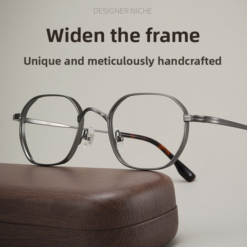 Titanium eyeglasses frame worn on the face during a normal screen day