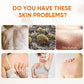 Maker panel of six close up photographs of skin and fabric under an orange heading