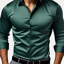 Mens Slim Fit Solid Color Long Sleeve Dress Shirt