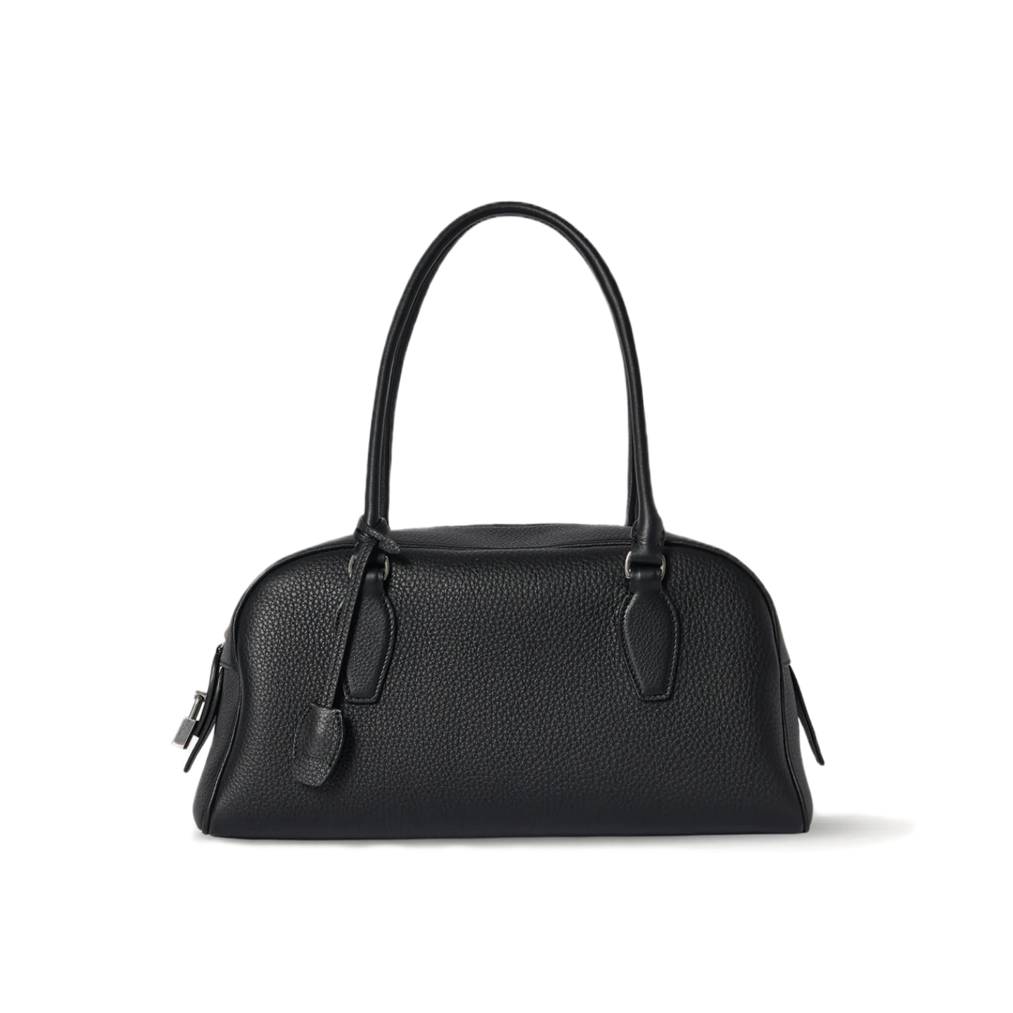 Leather shoulder handbag in soft studio lighting on a plain backdrop