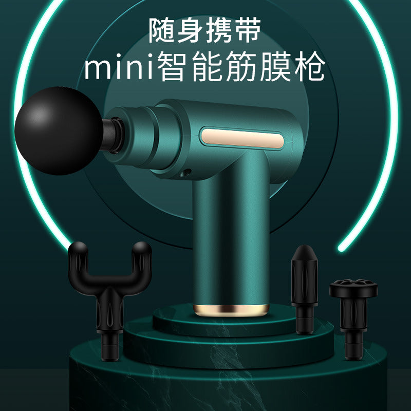 Compact percussion massage gun held in one hand
