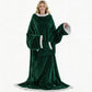 Wearable heated blanket in Dark Green flannel with sleeves, sherpa cuffs and large front pocket, Dark Green option