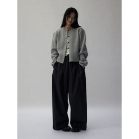 Cropped Button Knit Cardigan
