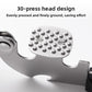 Press plate with 30 raised holes and the lever arm with a notched edge on a white background