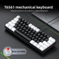 T65 black and white keycap mechanical keyboard with red switch and USB cable
