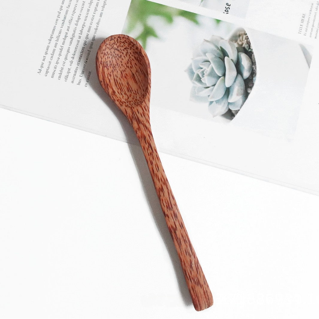 Coconut Shell Bowl with Wood Utensils | packaging and presentation view
