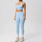 Side profile of the high support sports bra cup and back band