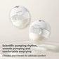 Two wearable breast pumps above a maker caption giving three modes and nine levels