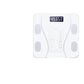Pearl white tempered glass body fat scale with usage steps printed under the glass