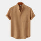 Mens Stand Collar Casual Button Down Short Sleeve Shirt