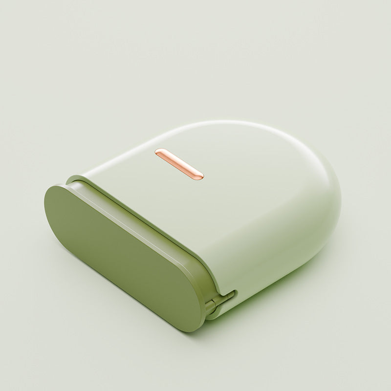 Rounded plastic retainer storage case shown open to its shallow inner tray