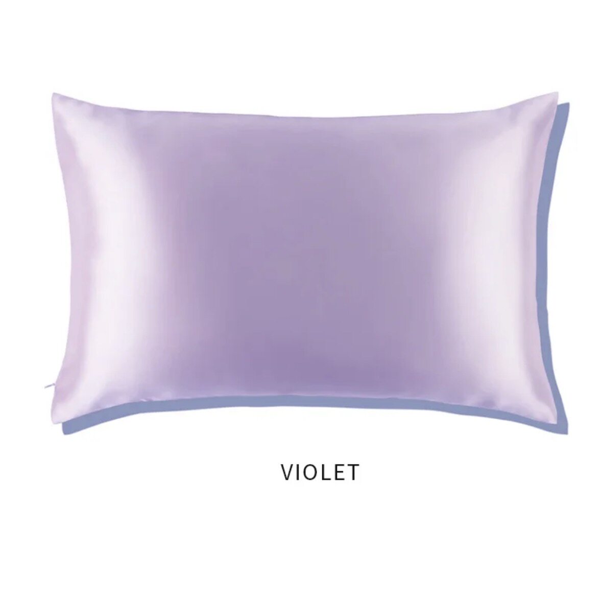 Hyacinth purple slip glossy silk pillowcase on a white background