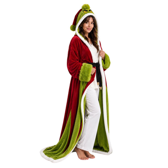 Christmas Hooded Robe with Character Hood and Pockets