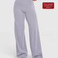 Womens high waisted wide leg stretch pants shown on a model