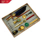 European style feather dip pen with a stainless steel nib, gold flecked resin barrel and ornate gold tone grip
