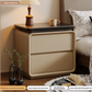 Walnut bedside cabinet with a white drawer body and black top