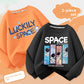 Two piece boys sweatshirt set shown in blue with a Dream Fun slogan print