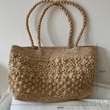 Raffia Hand-Woven Tote Bag, Natural Straw, Beach and Market Carryall