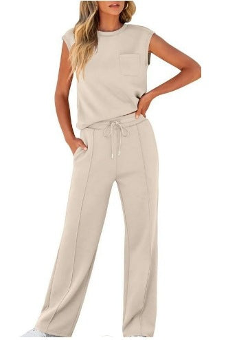 Womens Sleeveless Top High Waist Wide Leg Pants | pairing with everyday items