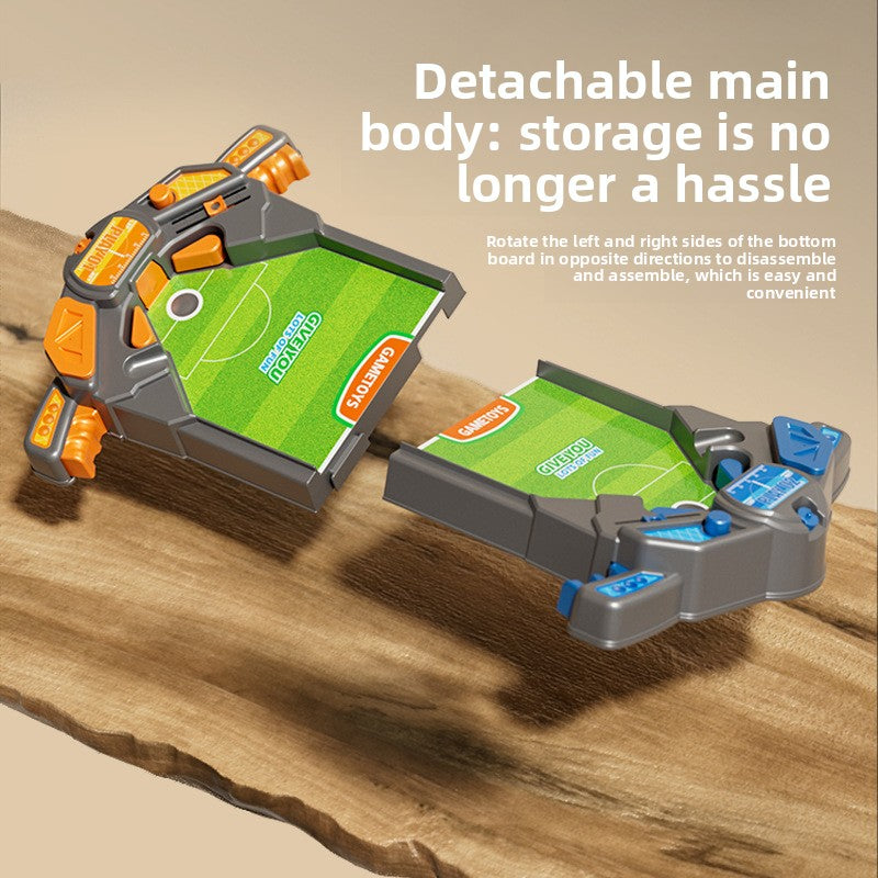 Grey water desktop football game with the detachable main body split apart for storage