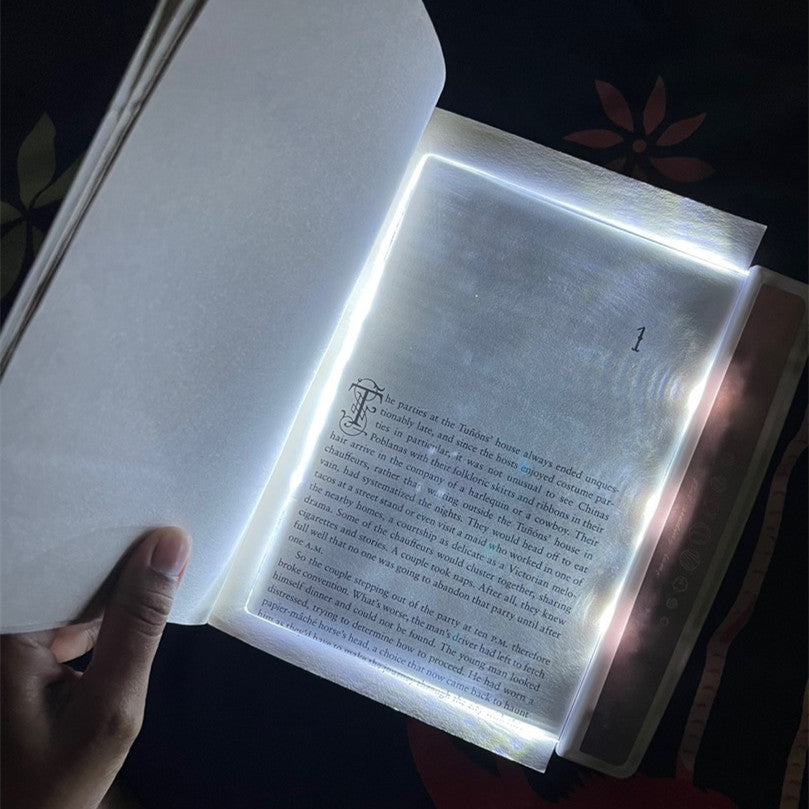 Side profile of the slim LED reading panel showing the thin clear sheet