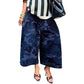 Navy and blue camouflage wide-leg pants, Dark blue option, size XL