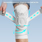 Sports knee brace with reinforced padded kneecap panel and adjustable support strap