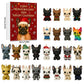 French Bulldog advent calendar cover in red with a Santa hat and twenty-four dog ornaments, Red Fawn Santa Hat cover
