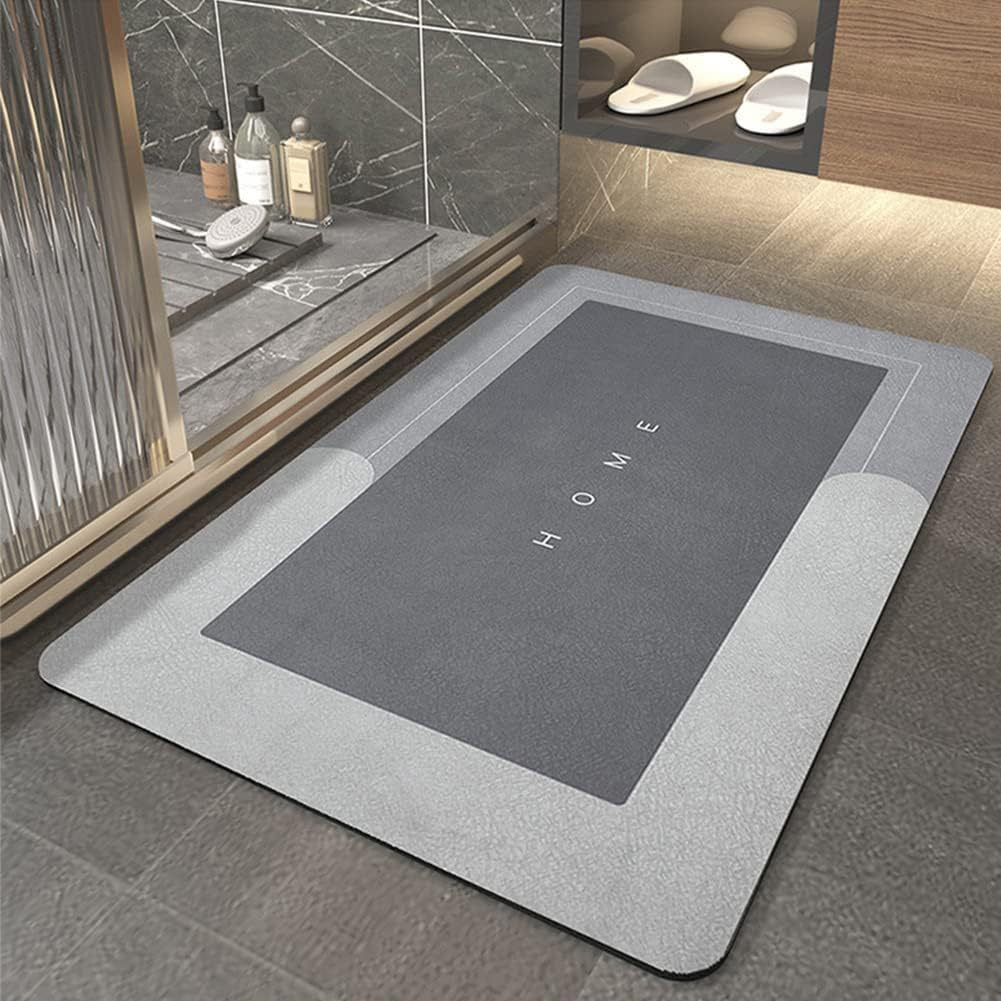 Side profile of the flat quick dry bath mat showing its low thin profile