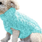 Back view of the cable knit dog sweater with the twist cable pattern down the spine