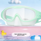 Swimming goggles shown with a storage bag and box packaging option