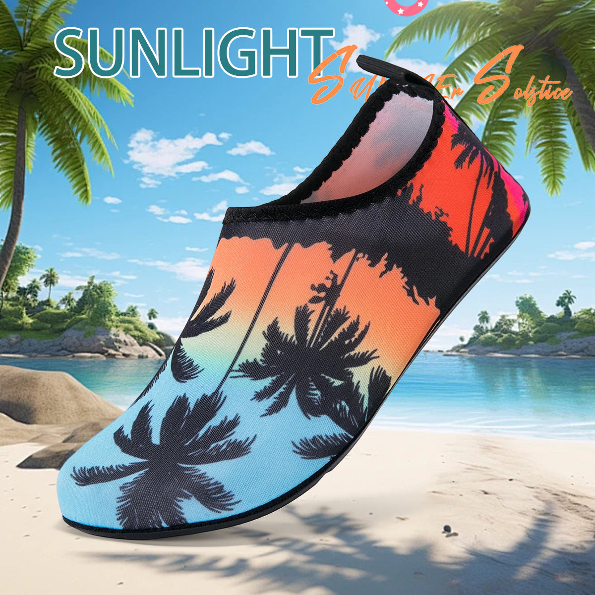 Slip on quick dry water shoe with a stretch mesh upper and grippy TPR sole, multicolor