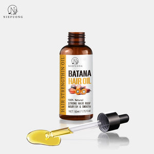 Hair care oil bottle showing botanical plant extract label