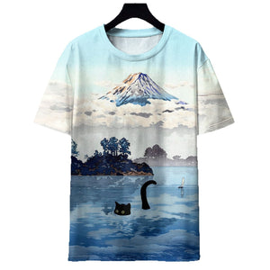 Men's digital print streetwear t-shirt front view showing the all-over graphic