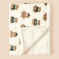 Flannel cartoon baby blanket under soft studio light laid flat