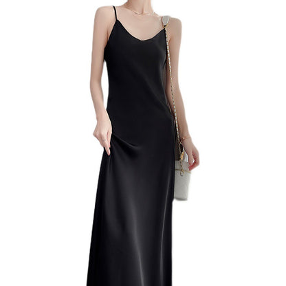 Triacetate Suspender Midi Dress | front view product detail