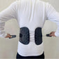 Person pulling the two side handles to cinch the back belt snug